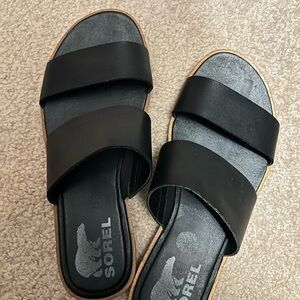 Sorel Black Double Strap Sandals